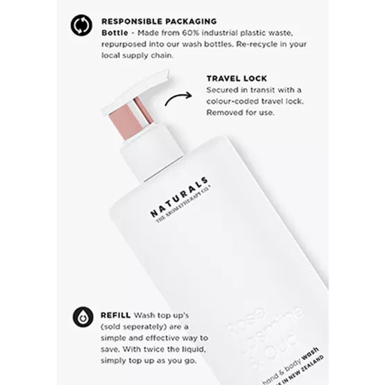 Naturals käte- ja kehapesugeel - 400 ml – roos, jasmiin & oud (agaripuu)